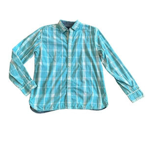 Tommy Hilfiger Long Sleeve Button-Down Shirt Top Plaid Cotton Size Large Men's